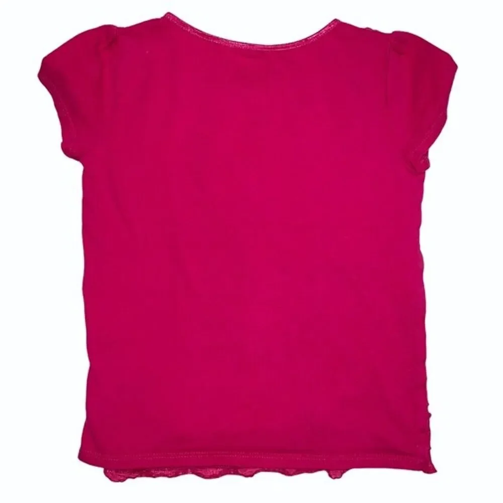 Fuchsia Pink Shirt Girl 5T Ruffle Flounce Short Sleeve Tee Classic Cute